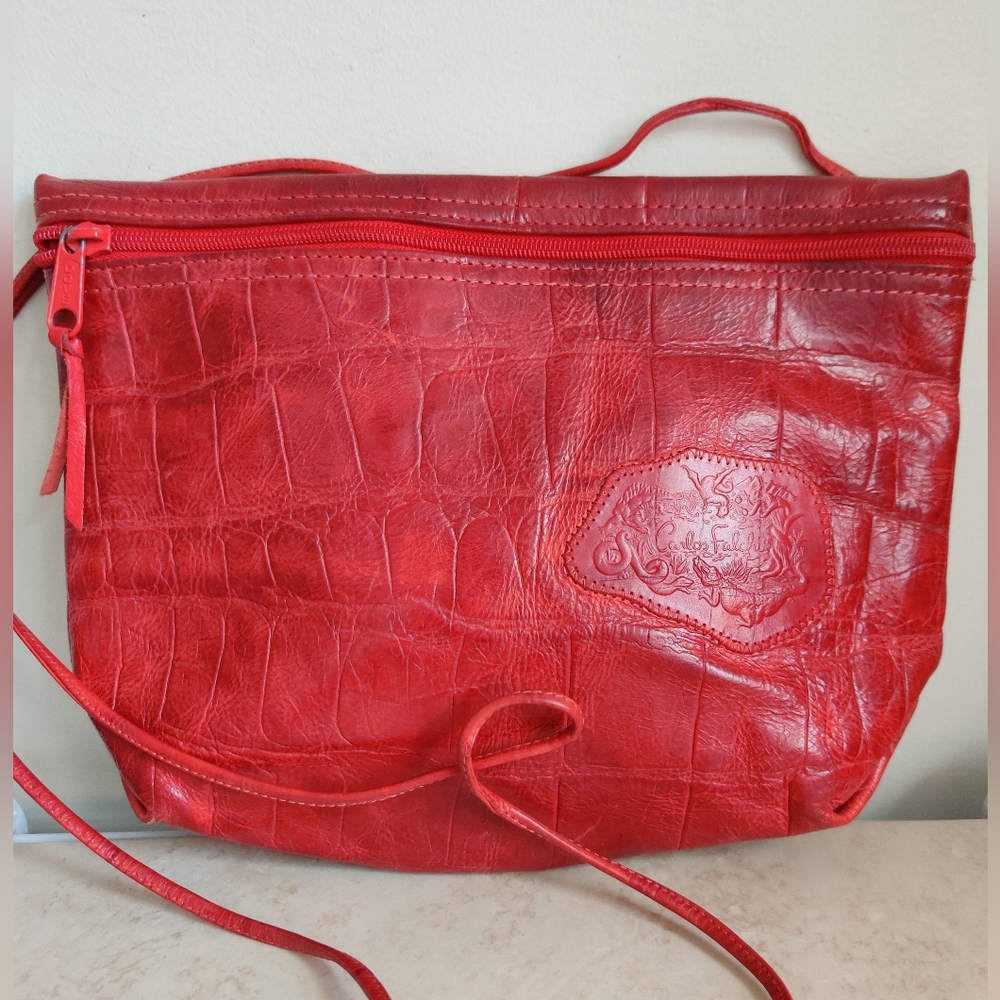 Carlos Falchi Alligator/Crocodile Leather Crossbody Clutch